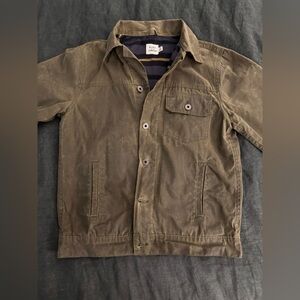 Flint and Tinder Flannel Lined Waxed Trucker Olive Small